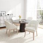 MALOL Dining Chairs Set of 4 with Lumbar Support,Fabric Upholstered Kitchen Chairs with Wooden Legs,Beige