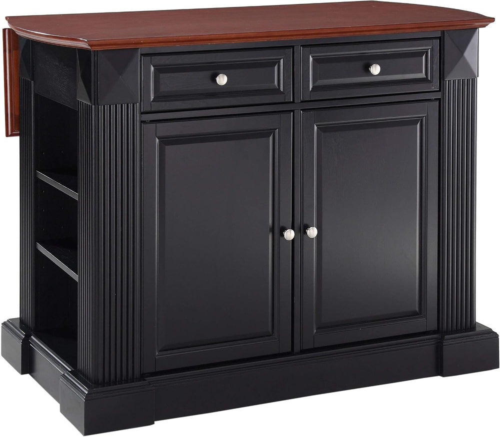 Crosley Furniture Drop Leaf Kitchen Island/Breakfast Bar, Black