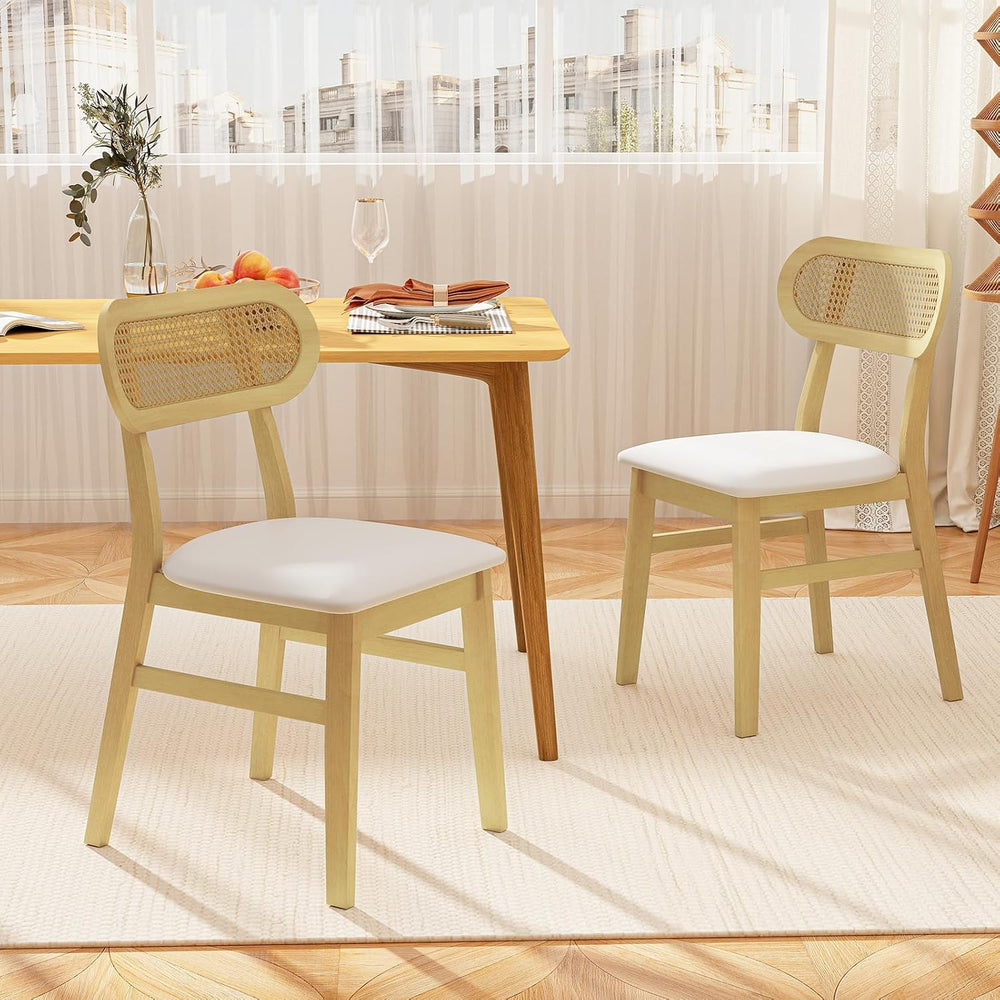 Giantex Wooden Dining Chairs Set of 2, Faux Leather Upholstered Kitchen Chair...