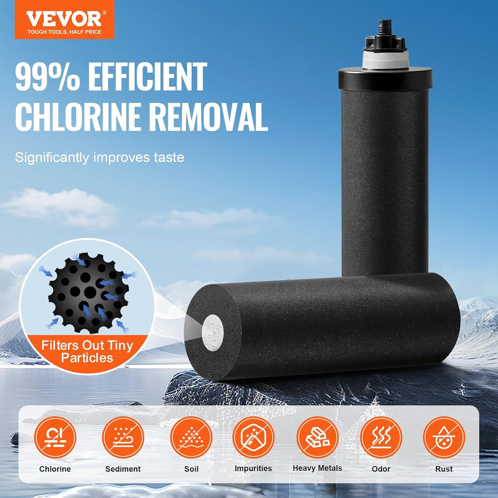 VEVOR Gravity-fed Water Filter System, 1.5G 304 Stainless-Steel Countertop Sy...