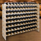 96 Bottle Modular Wine Rack Freestanding Floor Wine Holder, Stackable Wine Storage Rack Display Shelves, Solid Wood - Wobble-Free (96 Bottles)