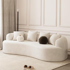 ONEMMLION 107" Modern Curved Sofas for Living Room, Cream White | Chenille Oversized Plush 4-Seater Boucle Cloud Couch with Extra-Deep Seating for Small Spaces, Apartment
