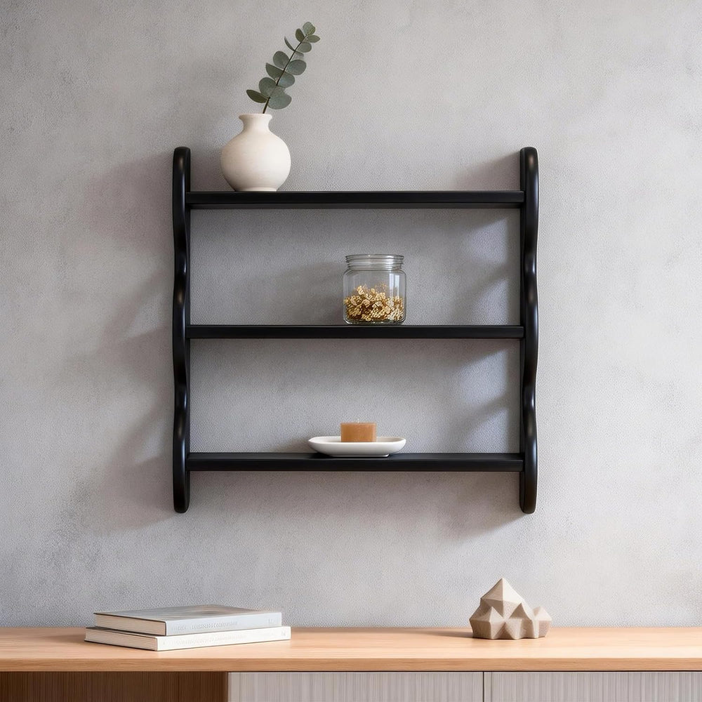 Drink Table,Solid Wood Floating Shelf, Vintage Wall Shelves Wall Mounted Stor...