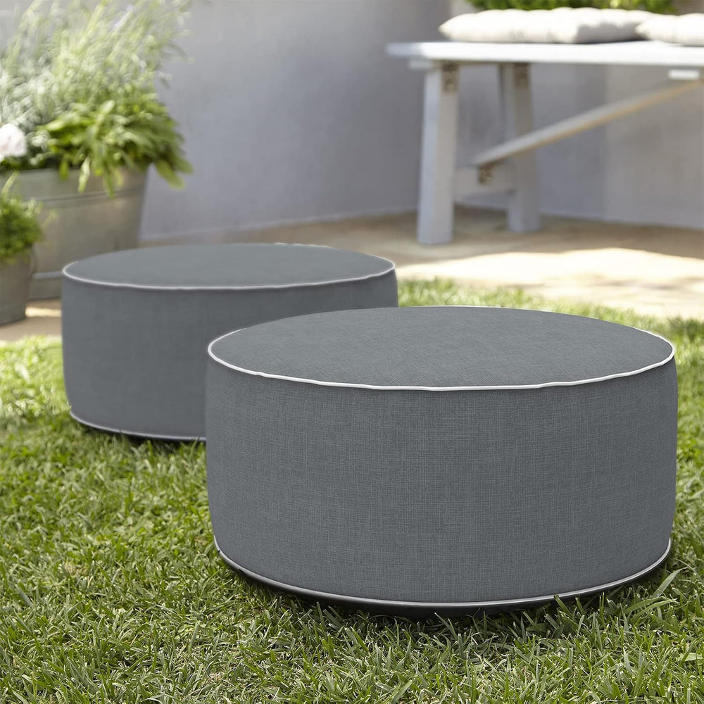 Indoor/Outdoor Inflatable Ottoman D21 x H9 inch, Round Footstool Inflatable F...