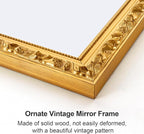 Large Vintage Decorative Mirror for Wall Decor, Gold Antiuqe Living Room Mirror with Ornate Frame, Traditional Vintage Gold Mantle Mirrors, Horizontal/Vertical,51.5'' x 27.9''