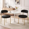 SoarFlash Kitchen Table and Chairs for 2, 31.5" Dining Table Set for 2 with Boucle Upholstered Chairs, 3 Piece Round Kitchen Table Set, Dining Room Table Set for Small Space, Apartment, Black/White