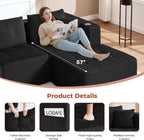 73" Loveseat Modular Sectional Sofa, Oversized 2-Seater Boneless Tufted Cloud Couch with Cup Holder, Corduroy Upholstery Small Couches for Living Room, No Assembly Black