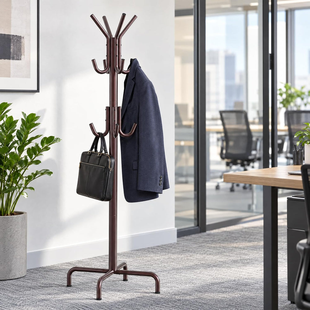 Simple Houseware Standing Coat/Hat Hanger Organizer Rack, 12 Hooks, Bronze