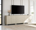 WAMPAT TV Stand Cabinets for 100+ Inches TVs, 3-in-1 Wood Media Console Table with Doors and Drawers, Modern Highboy Entertainment Center with Storage for Living Room Bedroom, Beige Linen