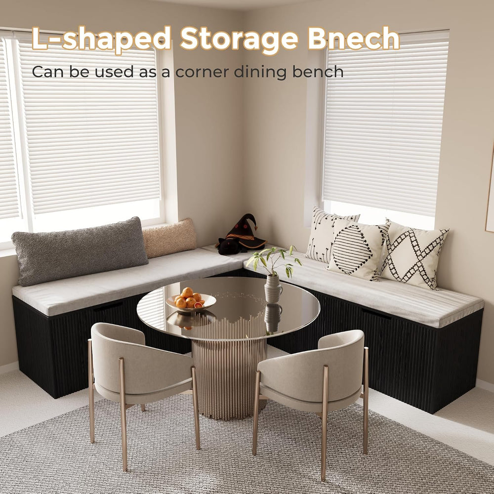 Mekminop Kitchen Breakfast Nook Bench, Backless Wood Corner Bench with Cushio...
