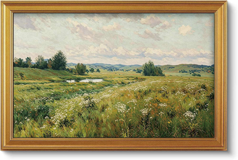VIYYIEA Large Gold Framed Wall Art, Vintage Landscape Paint, Wind Sigh
