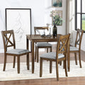 LUMISOL Dining Table Set for 4, Farmhouse Kitchen Table Set with 4 Upholstered Chairs, Wood Table and Chairs Set for Living Room, Kitchen, Dining Room, Walnut