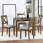 LUMISOL Dining Table Set for 4, Farmhouse Kitchen Table Set with 4 Upholstered Chairs, Wood Table and Chairs Set for Living Room, Kitchen, Dining Room, Walnut