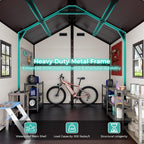8x8 FT Outdoor Storage Shed, Waterproof Resin Shed with Floor Included & Lockable Door & Window & Vents, Outside Plastic Sheds for Backyard, Patio, Poolside, Lawn, Dove Grey