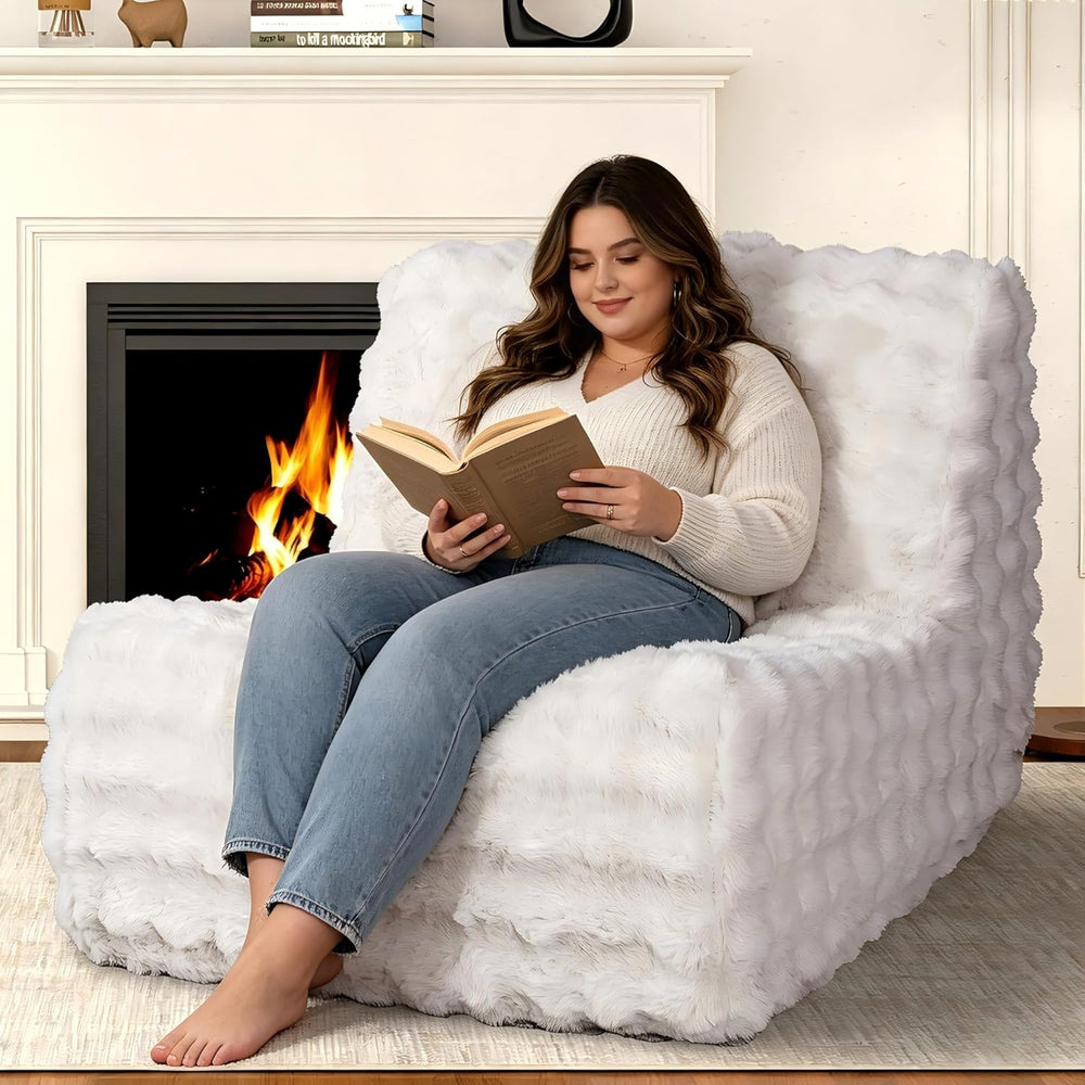 Bean Bag Chair for Adults, Giant Bean Bag Sofa with Soft Pillow, Comfy Faux F...