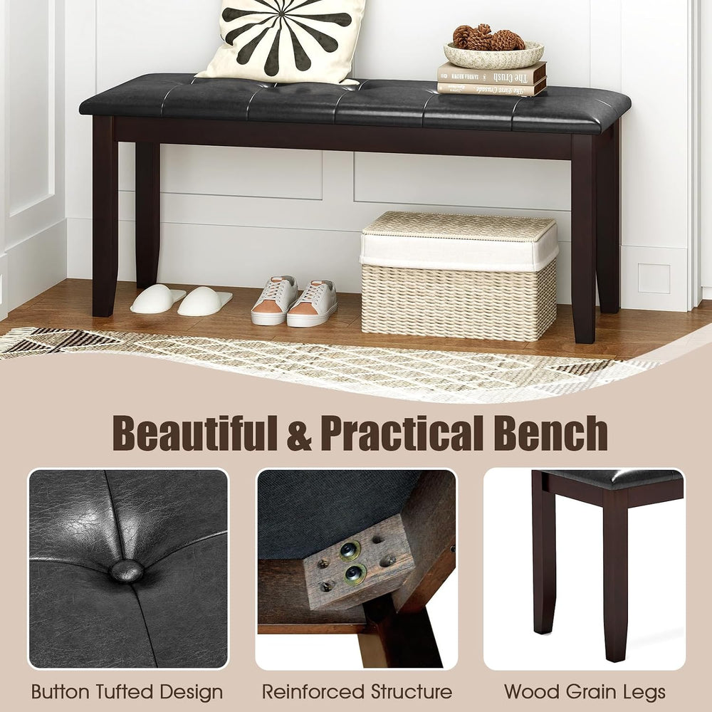 Giantex Dining Room Bench, Traditional Upholstered Table Benches, Hallway PU ...