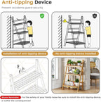 Foldable Ladder Shelf 39.4", Plant Shelf 3 Tier, Bamboo Ladder Flower Pot Display Shelf, Freestanding Ladder Bookshelf for Living Room, Balcony, Yard, Garden, 23.6"W x 15"D x 39.4"H, Natural