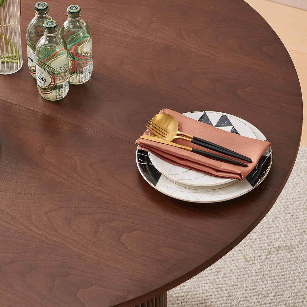 NORDICANA 5-Piece Wooden Round Dining Room Table and Chair Set, 47-Inch Kitch...