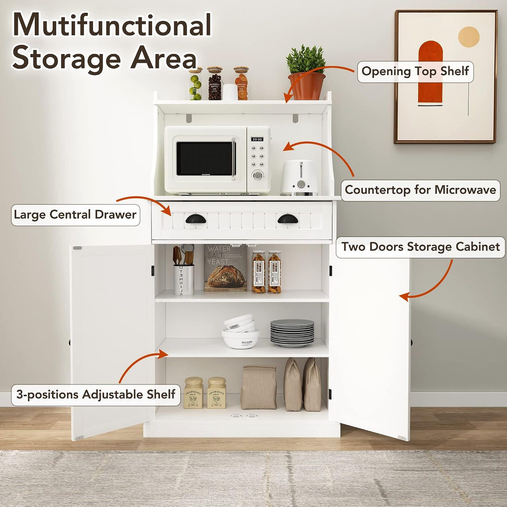 HOLTICO 54" Freestanding Kitchen Pantry Storage Cabinet with Doors and A...