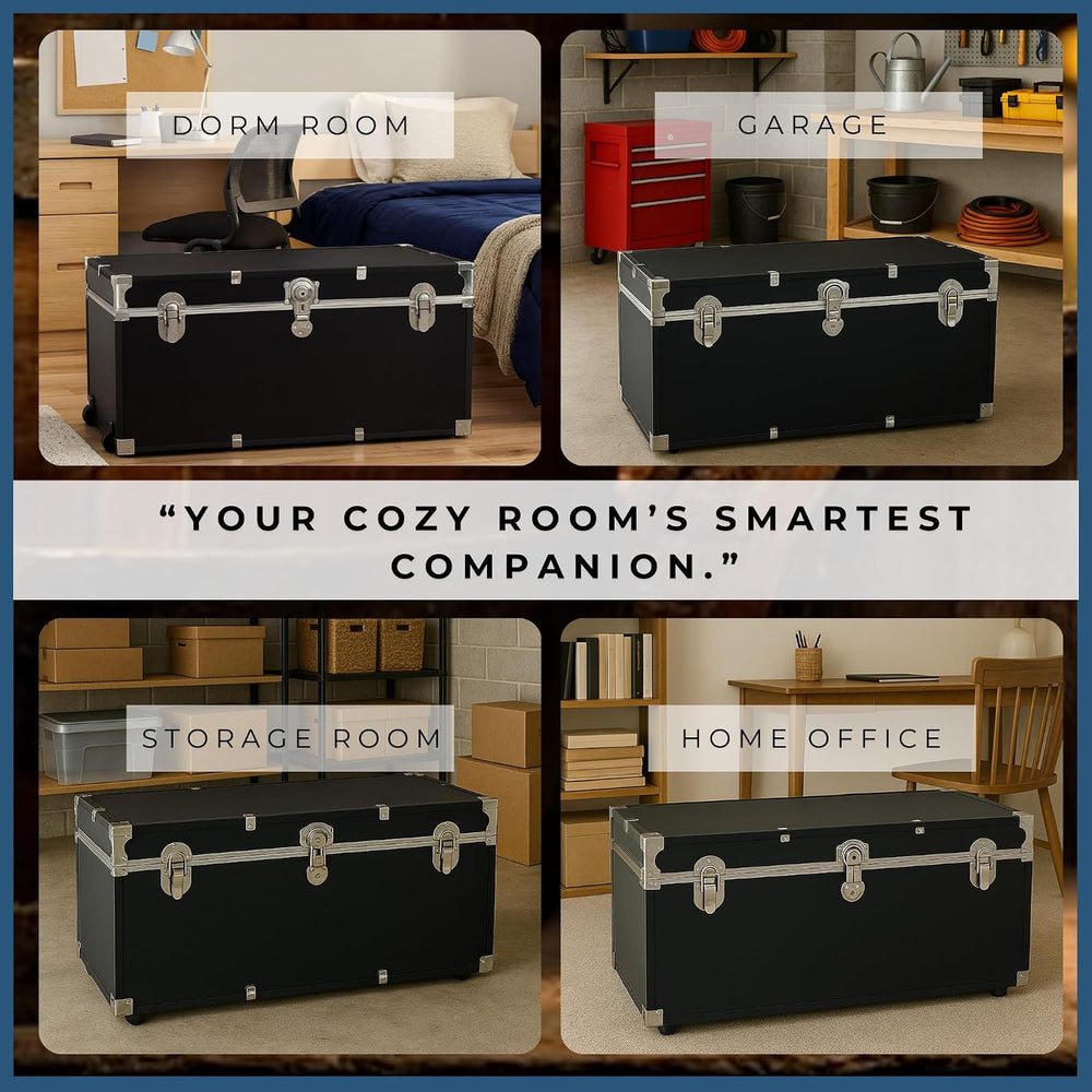 Traveler 31-Inch Rolling Storage Trunk with Durable Wheels and Secure Lock Bl...