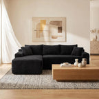 95" L-Shaped Cloud Sectional Couch, Left Facing Modular Compressed Boneless Sectional Sofa with Chaise Lounge, Plush Corduroy Boneless Corner Sofa for Living Room