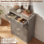 LEYAOYAO Fluted 6 Drawers Dresser for Bedroom, 42" Tall Modern Chest of Drawers with Metal Handle, Curved Profile Design,Grey Wood Drawer Organizer for Bedroom, Living Room, Hallway, Entryway
