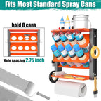 EVERHANGER Spray Can Holder, Lube Can Wall Mount Storage Rack Heavy Duty Paint Bottle Organizer for Garage & Home | 8 Can Holes & 2 Shelf