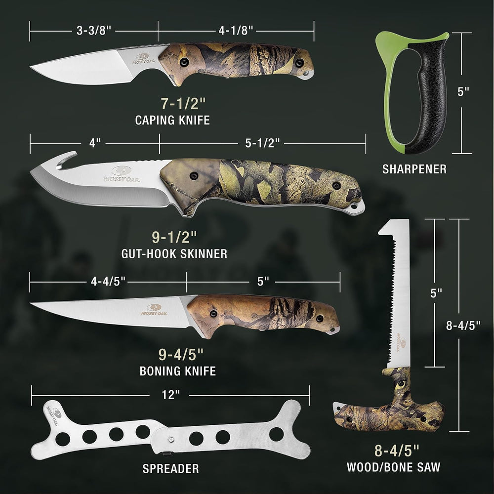 Mossy Oak Field Dressing Kit, Hunting Deer Knife Set with Carry Case