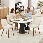 Upholstered Dining Chairs Set of 4, Modern Fabric Kitchen Chairs with Back, Wood Legs for Kitchen Dining Room Restaurant, Beige