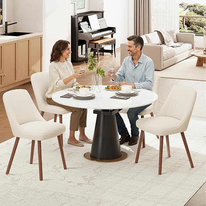 Upholstered Dining Chairs Set of 2, Modern Fabric Kitchen Chairs with Back, W...