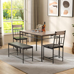 IDEALHOUSE 4-Piece Modern Dining Table Set, Kitchen Table with Upholstered Chairs and Bench, Kitchen Table Set for Small Space, Apartment, Home, Studio