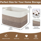 Storage Basket for Organizing, Woven Baskets for Storage, Rectangle Decorative Baskets for Shleves, Closet, Toys, Book, Nursery Organizer Bins - Pack of 3 (Gradient Dark Brown, 13"x9.85"x8.7")