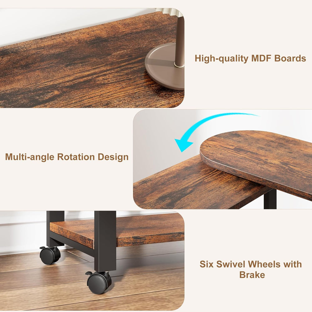GarveeHome Rotating Side Table 360° End Table with Charging Station Swivel Si...