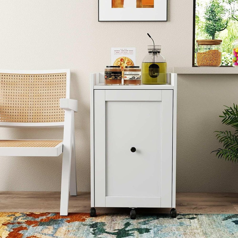 Sliding Pantry Organizer Cabinet with Wheels, 3 Tier Pull Out Snack Storage R...