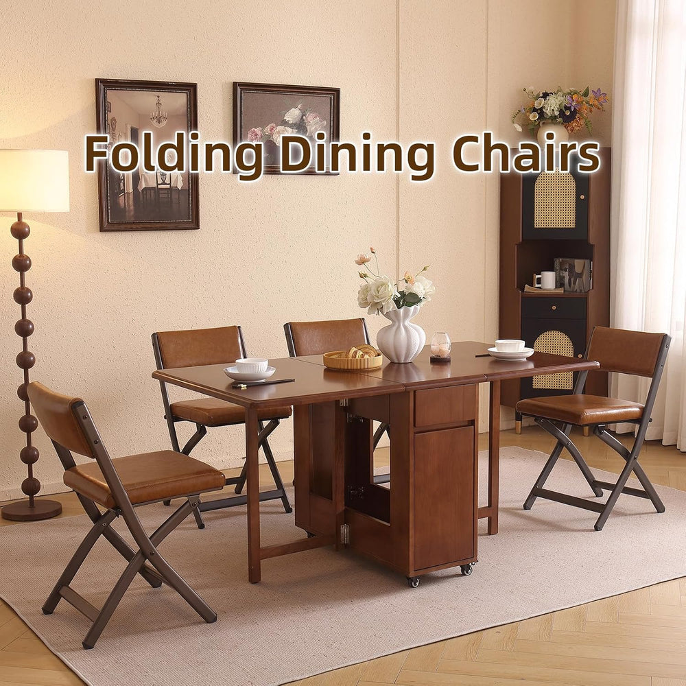 Folding Chairs with Cushion 2 Pack, High-Resilience Foam, Yellowish-brown | 4...