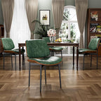 Dining Chairs Set of 2, Dining Room and Kitchen Chairs, Mid Century Modern Accent Chair, Upholstered PU Leather Chairs for Vanity with Walnut Bentwood and Metal Legs, Green