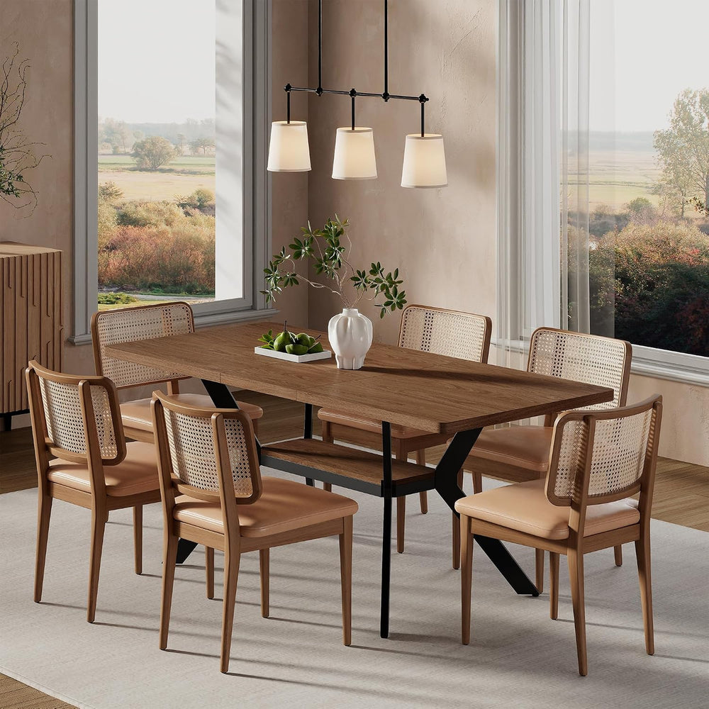 MECHYIN 55"-71" Extendable Dining Table for 4-8 with Built-in Flip ...