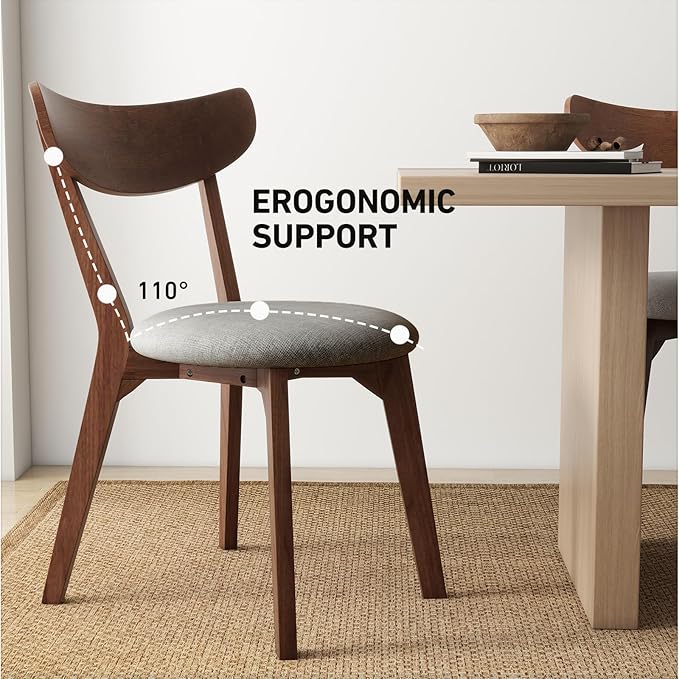 NAFORT Dining Chairs Set of 2, Modern Fabric Upholstered Dining Room Chairs, Wooden Chair Farmhouse Kitchen Side Chairs with Rubber Foot Pads for Bistros, Dining Kitchen Room, Restaurant