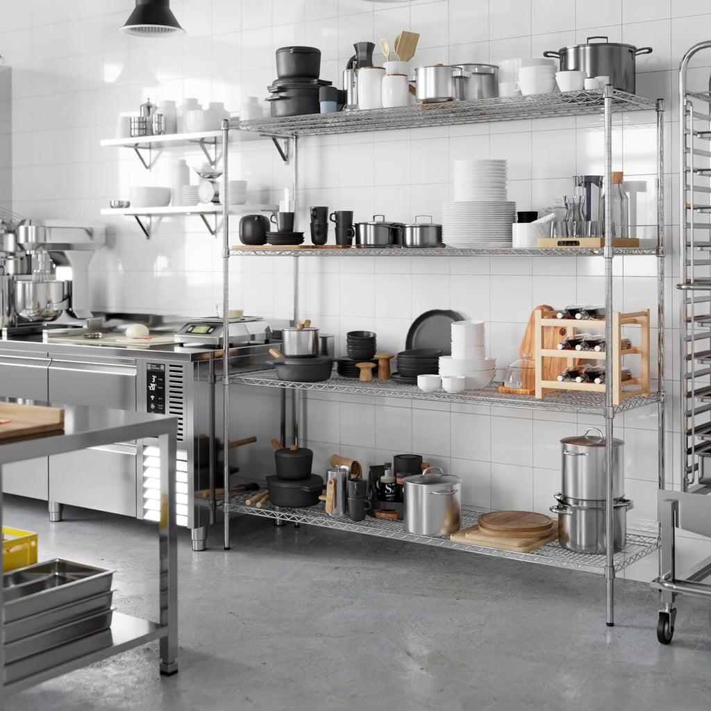 21" Deep x 72" Wide x 74" Height Wire Shelving Kit | 4-Tier | NSF Commercial Storage Rack Unit