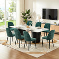 Upholstered Dining Chairs Set of 8 Modern Kitchen Chairs Chenille Fabric Dining Room Chairs High-Back Padded Dining Chairs with Metal Legs for Kitchen Dining Room Restaurant Cafe Hotel, Green