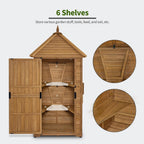 MCombo Large Outdoor Storage Cabinet with 6 Shelves (2.9 x 2.9 x 8.1 ft), Wood Storage Shed, Garden Shed with 2 Foldable Tables for Patio Yard Lawn, 2645