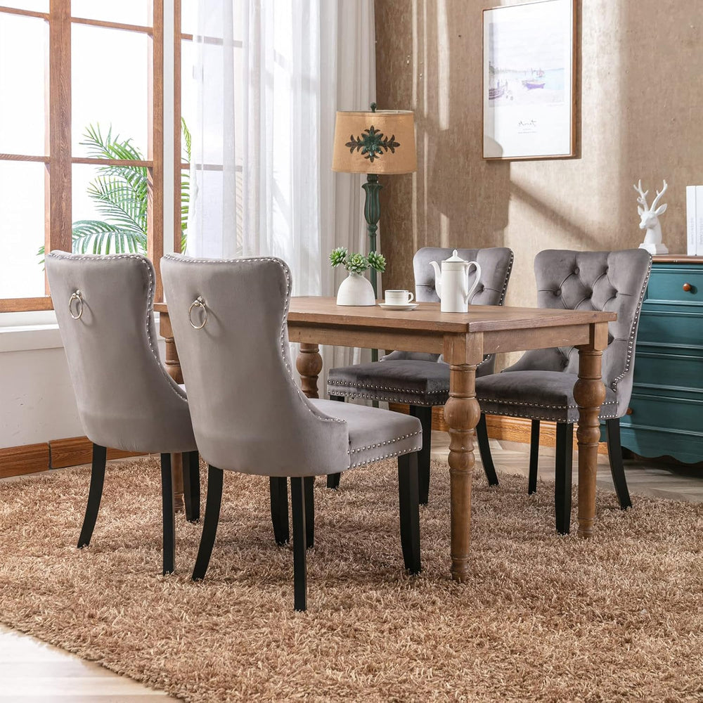 KEIKI Tufted Dining Room Chairs Set of 2, Velvet Kitchen Nailhead Trim Chairs...