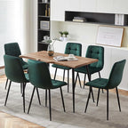 NORDICANA Forest Green Velvet Dining Chairs Set of 6, Upholstered Tufted Kitchen Chairs, Comfortable Seat, Metal Leg, Easy Assembly