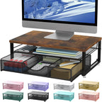 gianotter Computer Monitor Stand Riser, office organizer with Drawer, Office Organizers Storage for Classroom Office Supplies (Wood)