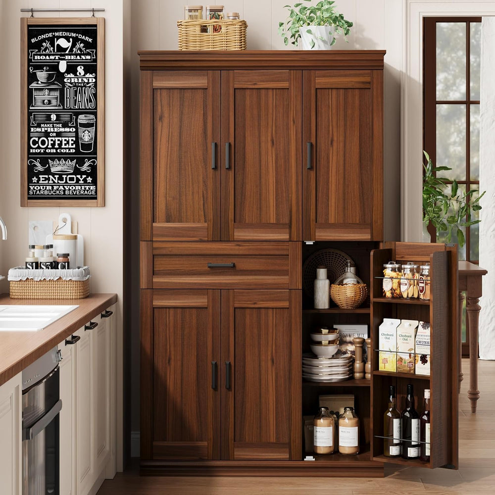 Garvee 70" Tall Kitchen Pantry Storage Cabinet, Modern Kitchen Hutch Cab...