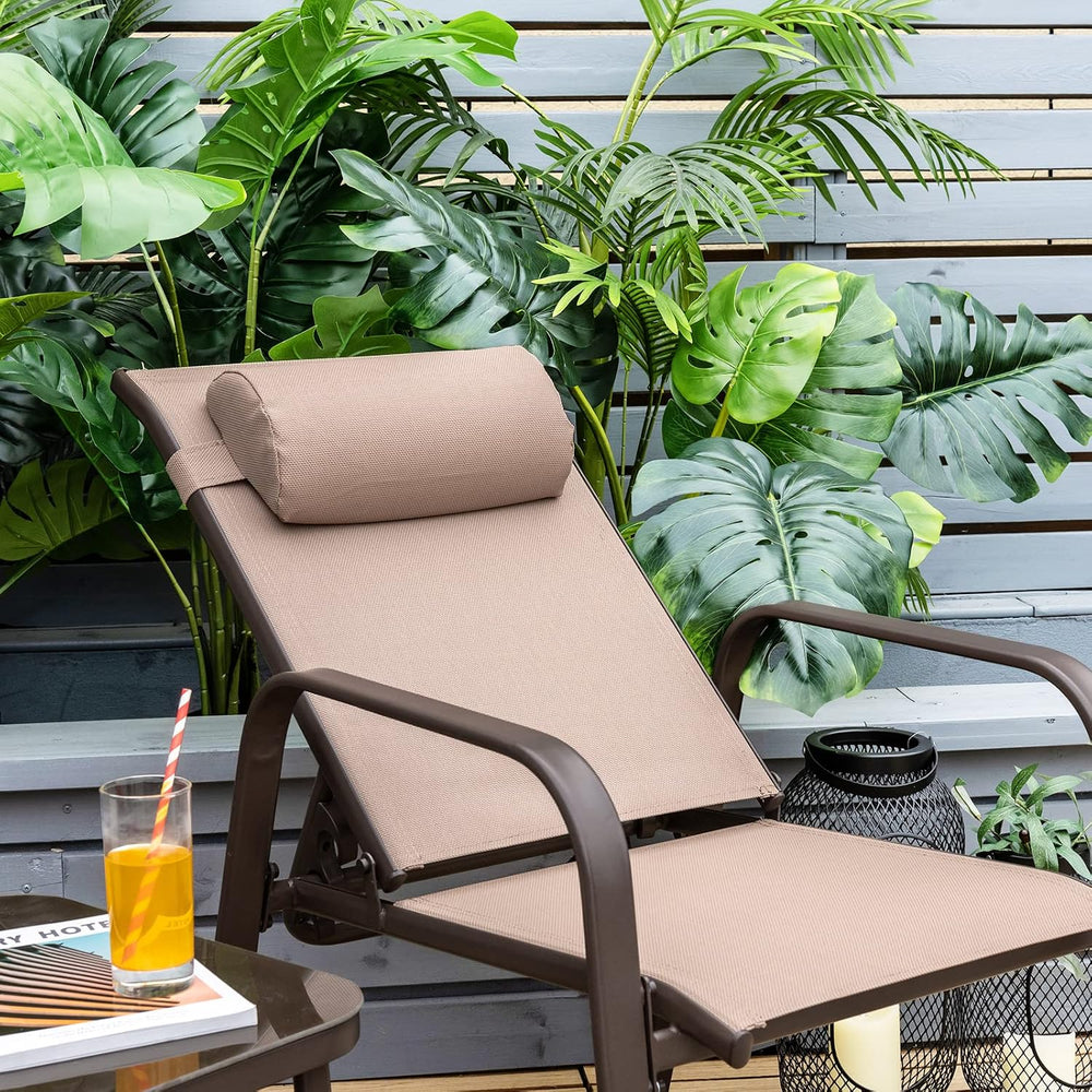 Tangkula Outdoor Bistro Set, 3 Pieces Patio Recliner Stackable Chairs with Ad...
