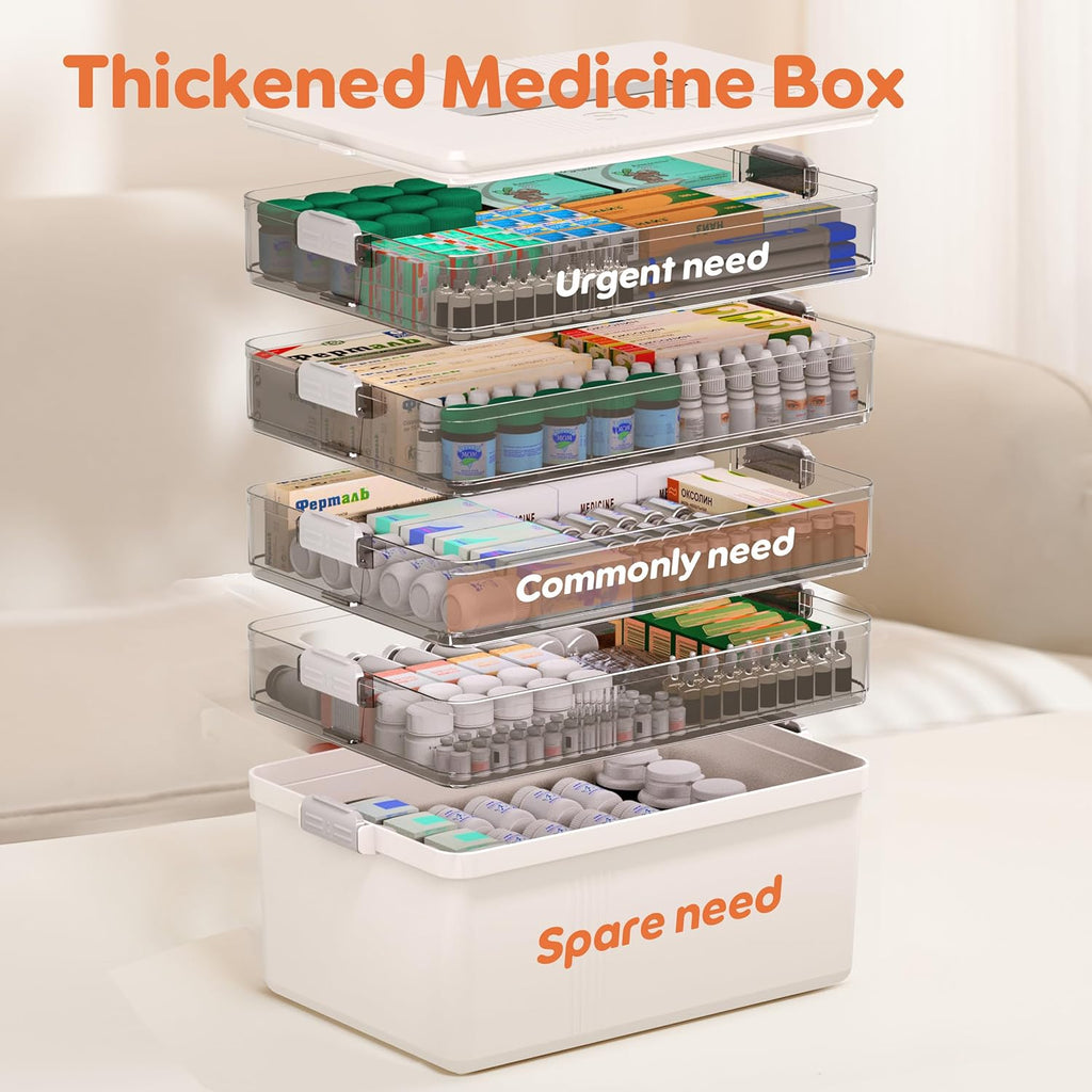 Citylife 5-Tier Medicine Organizer, Portable Medicine Cabinet First Aid Kit with Handle, Multi-Purpose Organizer for Family First Aid, Home, Travel