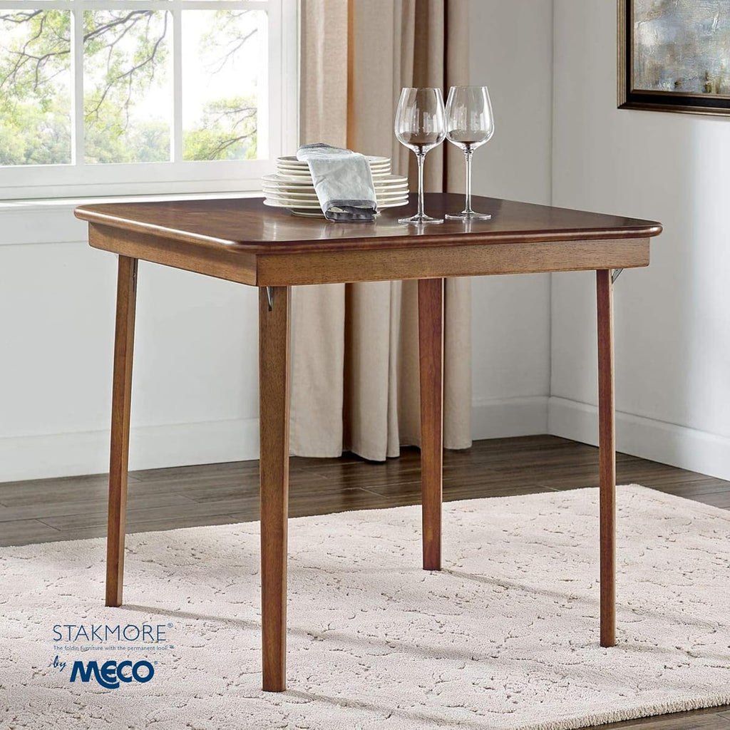 Stakmore Classic Straight Edge Solid Wood Folding Card Table, Cherry Frame