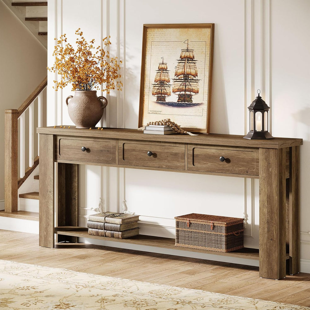 Tribesigns 70.9-Inch Long Console Table with 3 Drawers, Farmhouse Entryway Ta...