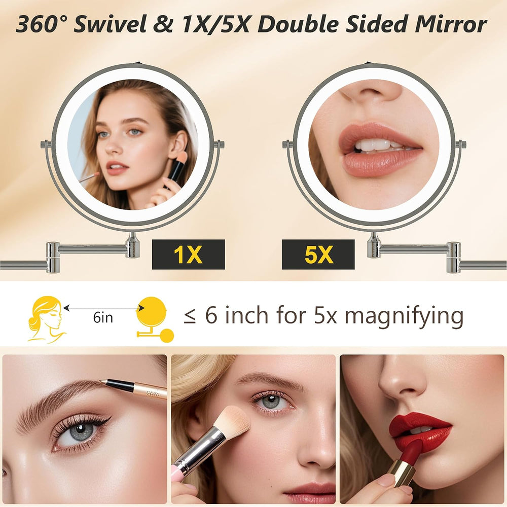 Einhomn 47" Vanity Desk with 5X Magnifying Mirror & 3-Color LED Ligh...